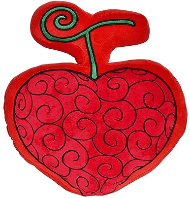 Elbenwald One Piece Teufelsfrucht Kissen im Ope Ope Design 32,5 x 34,5 x 8,5 cm für Anime Fans Herren Damen Unisex rot