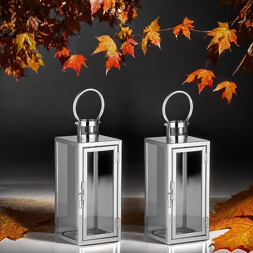 2er Set Orientalische Laterne Marra edel aus Edelstahl in Silber 30 cm