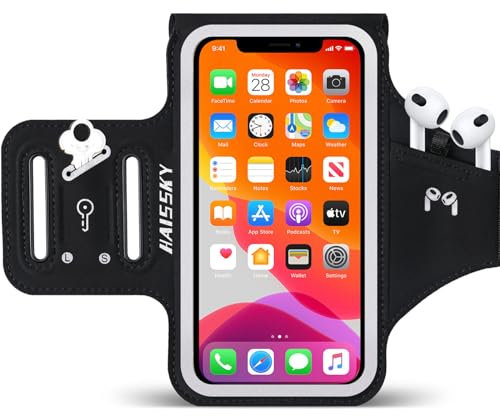 RAZOBWS 6,7 Porta Telefono Corsa con Custodia Per Cuffie, Porta Cellulare Corsa da Braccio Fascia da Braccio per iPhone 16 15 14 13 12 Pro Plus Max Galaxy S20-25, Porta Cellulare Braccio