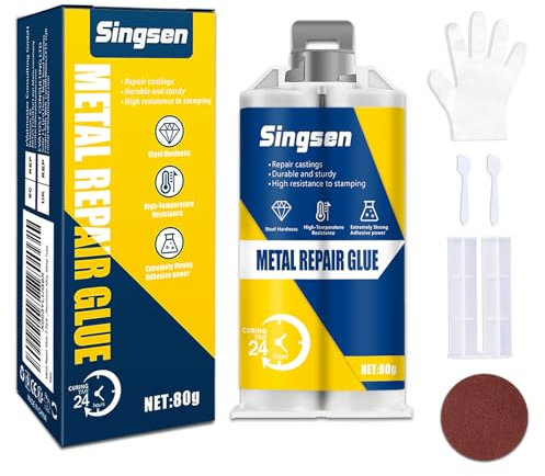 Colla per riparazioni metalliche 80g, adesivo resistente alle alte temperature per metallo-metallo, plastica, acciaio inossidabile, alluminio, bricolage e tubi metallici, Aluminum Alloy, Metal Tube