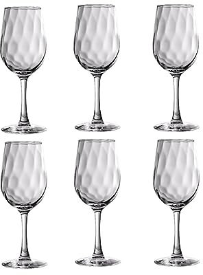 SUREK Hermosamente Juego de Copas de Vino de Tallo Largo Copas de Cóctel de Vidrio Redondas Copas de Vino Tinto 350ml/11.8oz Personalizado