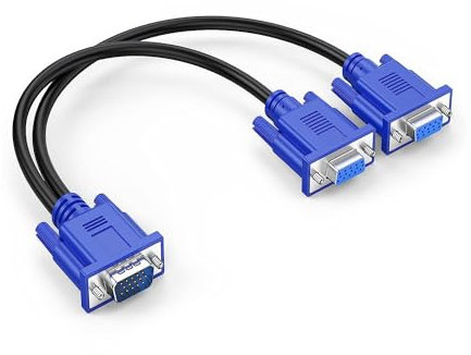 BUBUCAM Câble répartiteur VGA en Y - 1 mâle vers 2 femelle adaptateur convertisseur pour double écran de duplication - 0,3 m (pas d'extension d'écran) - Fonctionne uniquement pour les moniteurs