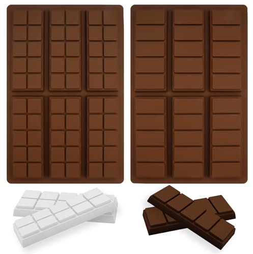 2 Pezzi Stampo Silicone Barrette Cioccolato, Stampo Tavoletta Cioccolato a 6 Cavità Antiaderenti Stampi Per Cioccolato Silicone Senza BPA Rettangolare Stampo Cioccolato in Siliconeper Cioccolatini