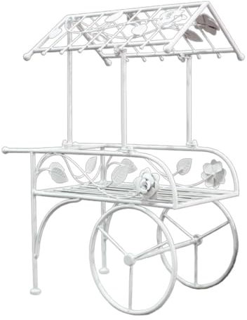 Pflanzenständer, Gartenwagen, Pflanzenregal mit Rädern, Blumenständer aus Metall, Blumenständer für drinnen und draußen, Topfständer, französischer kreativer Blumentopfständer, rostfreier Pf