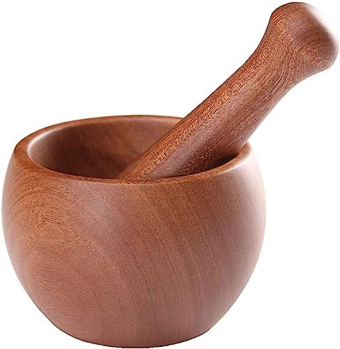 EOTRERANQ Ensemble de mortier et de pilon, ensemble de mortier et de pilon, broyeur de pierre à épices, ensemble de mortier et de pilon, ensemble de mortier et de pilon en bois naturel, fournitures fo