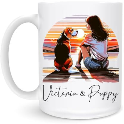 White Mug with Handle Beagle Stoneware Coffee Mug Durable Tea Mug Funny Ceramics Coffee Cup for Beer Tea 330Ml