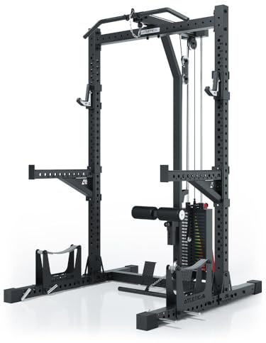 ATLETICA R7 Rider - Pesi a incastro, versione Squat Rack con tirante a incastro, peso 95 kg, sostituisce quasi un quattro pali Power Rack dimensioni 203 cm