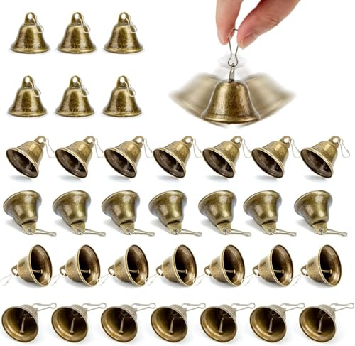 20 Pièces Mini Clochette Noel Vintage, Petites Cloches Mini Cloche de Noël, Petite Clochette Vintage Bronze, Artisanat Clochettes Métal pour Décorations DIY Noël, Mariage, Bijoux, Carillon Éolien