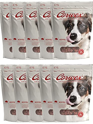 Corwex Soft-Treats (Büffel, 10x165g), Hundesnack - Tranigssnacks, herzhaft softe Hundeleckerli für Training, für alle Rassengrößen, glutenfrei & mit hohem Fleischanteil