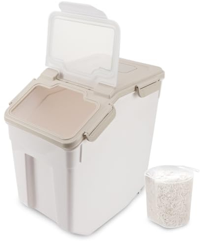 WGFOIP 15kg Rice Storage Container, Airtight Dry Storage Bins Dog Food Storage Box with Measuring Cup for Rice, Cereal, Flour