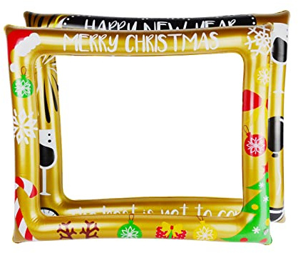 Weihnachten Aufblasbare Fotorahmen Neujahrsdekorationen Aufblasbarer Rahmen Für Fotobox Accessoires Frohes Neues Jahr Und Weihnachten, Doppelseitig Fotorequisiten Foto Booth Props Für Partyzubehör