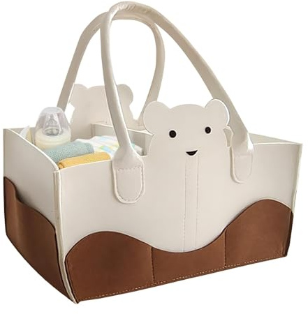 Wickeltasche Aufbewahrungsbox für Kinderzimmer Filz Windeltasche Organizer für Tücher Organizer für Autowindeln Organizer Windeltasche Portat, braun, Fare riferimento alla descrizione, Siehe