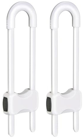 2 Pack Kindersicherung Schrank Wiederverwendbare, U-förmige Schranksicherung Baby, Türsicherung Kinder, Baby Sicherung für Schränke, Tür, Schubladen, Kühlschrank, Knopf, Griff