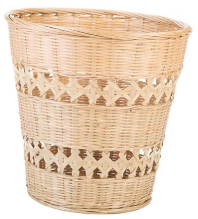 CAXUSD Poubelle En Bambou Tressé Naturelle, Panier à Papier Tissé à La Main, Taille Moyenne, Matériau Solide, Multifonction, Pour Chambre, Bureau Et Salle D'étude, Panier De Rangement Polyvalent