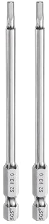 QUARKZMAN 2pcs H3(3mm) Punta Destornillador Hexagonal 1/4 100mm Largo Llave Hexagonal Plana para Taladro con Vástago Hexagonal Barrena Destornillador Magnético Acero S2 Grado Industrial