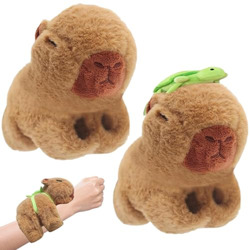 Yesmoyhe Braceleti Schiaffo Capybara di Peluche, 2 Pcs, per Bambini, Amici e Adulti