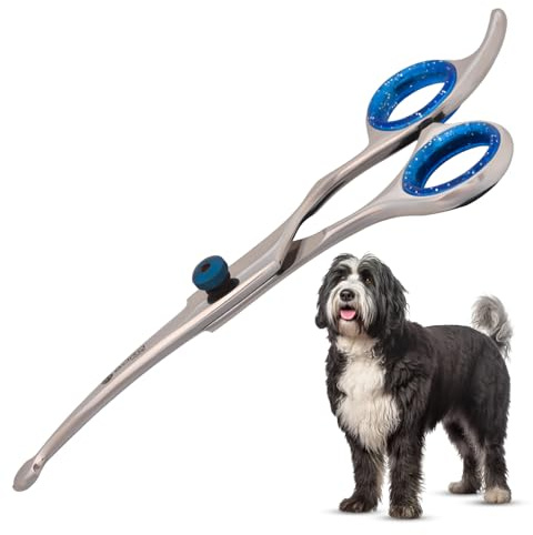 Dog Scissors Grooming Curved with Safety Round Tip, Dogs Pet Cat Hair Cutting Trimming Grooming Shears (Stainless Steel) (6 Inches) (Chrome) (Single Scissors)