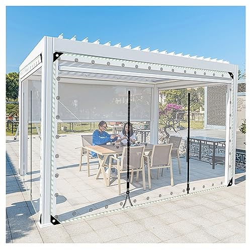 Rideau Transparent d'extérieur imperméable avec Fermeture éclair, matériau PVC imperméable et résistant aux déchirures, pergola, Patio, Porche, abri de Voiture, bâche Transparente avec Ferme