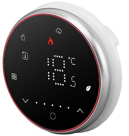 Base Rotondo Wireless Smart Home Termostato, Termostato Programmabile per Riscaldamento della Caldaia, Risparmio Energetico, Compatibile con Cassetta Quadrata Standard da 86 Mm (BLACK)