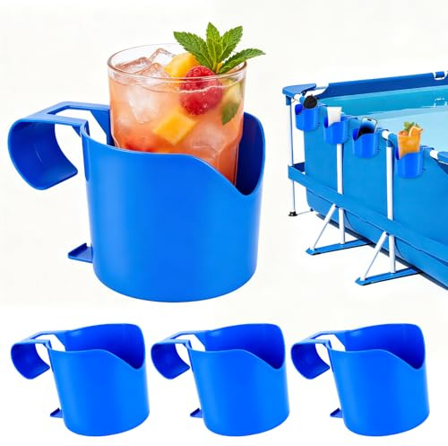 LYPPUL 4 Stück Pool Getränkehalter, Getränkehalter Pool für Schwimmbäder, Wasserbecher Hängehalter für Schwimmbecken, Pool Zubehör getränkehalter für Pools Aufstellpool Schwimmbecken