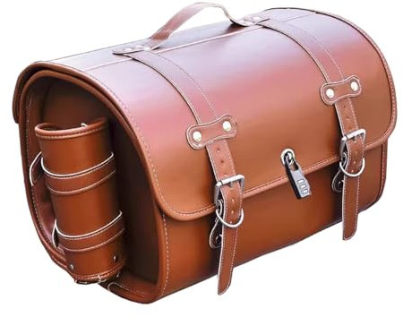LECREA Motorrad Hecktasche für Honda Rebel 500 2017-2024, Leder Rücksitz Motorrad Aufbewahrungstasche wasserdichte, 33L Motorrad Satteltasche mit Großem Fassungsvermögen,A Brown