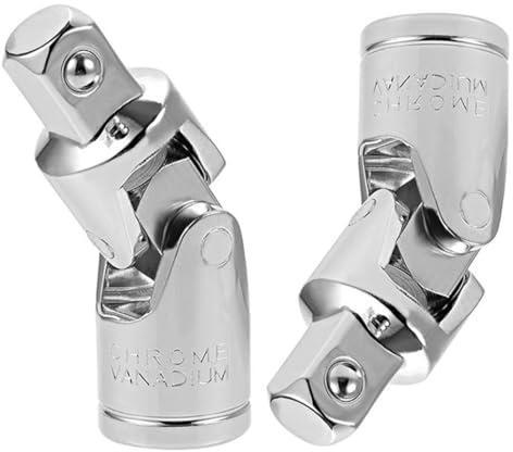 TA-VIGOR 2Pcs 1/2 Inch Drive Universal Joint Socket, Cr-V Spring Loaded Impact Swivel Adapter Set for Ratchet and Wrench, Chrome Vanadium Steel Socket Adapter for Automotive Repair and DIY