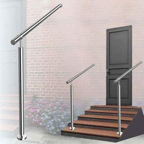 AICA Eingangsgeländer Edelstahl, Geländer Edelstahl Handlauf, Treppengeländer, Winkelverstellbare Wandhaltegriffe, Silber, Eingangsgeländer Innen- Und Außenbereich Geeignet, 100 cm