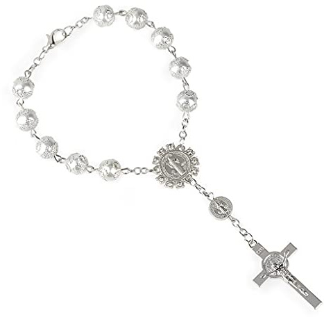 YIGZYCN Auto-Rosenkranz-Perlen, katholisches Benedikt-Kruzifix, göttliche Barmherzigkeit, für Damen und Herren