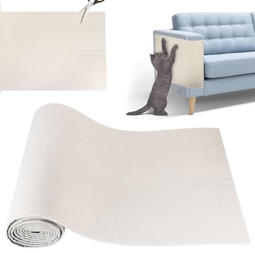 Selbstklebende Kratzmatte 40×200cm für Katzen – Zuschneidbare kratzschutz Sofa Katze, Katzen kratzmatte für Möbel, Wände & Ecken – Reißfest & leicht anzubringen, beige