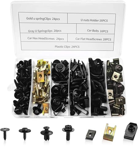 160 set di dadi in lamiera, set di viti per carrozzeria, in metallo, tipo a U, clip di fissaggio per auto, body undertray fender viti per il fissaggio, riparazione di parte auto