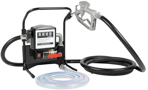 Pompa Diesel Automatica 45 l/min, Pompa Gasoil Elettrica 220 V, Gasolio Elettrico per Trasferimento 3600 rpm, Pompe del Carburante Autoaspirante con Flussometro per Automobili, Camion cisterna (200W)