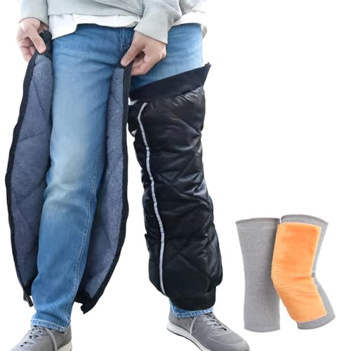 Tyafzzn Scaldamuscoli invernali da moto con 1 paio di ginocchiere, scaldacollo, impermeabili, antivento, per moto, scaldamuscoli con chiusura lampo, per attività all'aria aperta e uomo