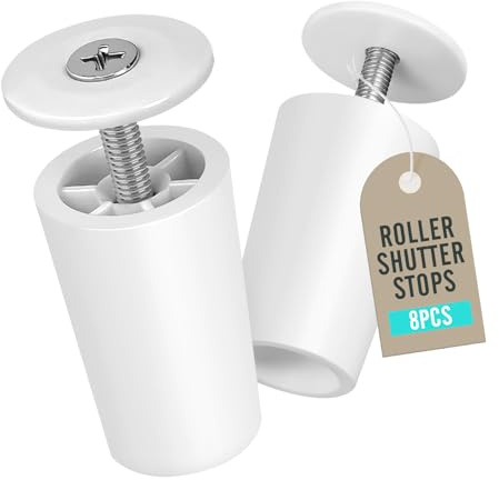 Pack of 8 Roller Shutter Stoppers, Blind Stoppers, Includes Washers and Screws, Roller Blind Replacement Parts, Blinds Accessories, White