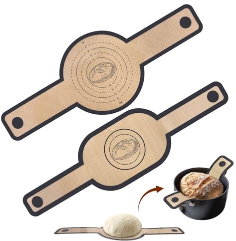 Zykra Lot de 2 Tapis de Cuisson en Silicone pour Dutch Oven, Élingue à Pain | Réutilisable Élingue Pain Antiadhésif avec Longues Poignées pour Cocotte à Pain,Four,Pâte (Ronde + Ovale)