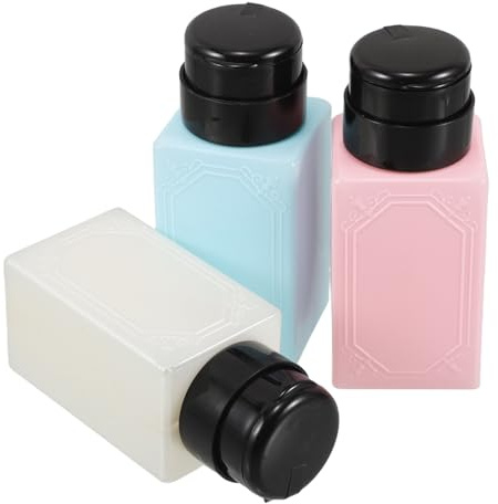ERINGOGO 3 pièces Distributeurs Pompe pour Dissolvant Manucure Couleurs Assorties Flacons Rechargeables pour Salon Ongles et Démaquillant