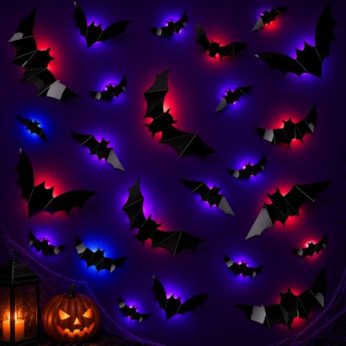 Halloween Dekoration Utomhus 24 lysande 3D-Fladdermöss för Dörr Och Fönster
