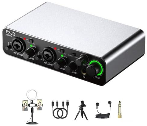 NVOQILIN Carte son USB portable 24 bits/192 kHz avec entrées XLRs TRS pour microphones instruments et ordinateurs Plug and Play USB portable Rouge