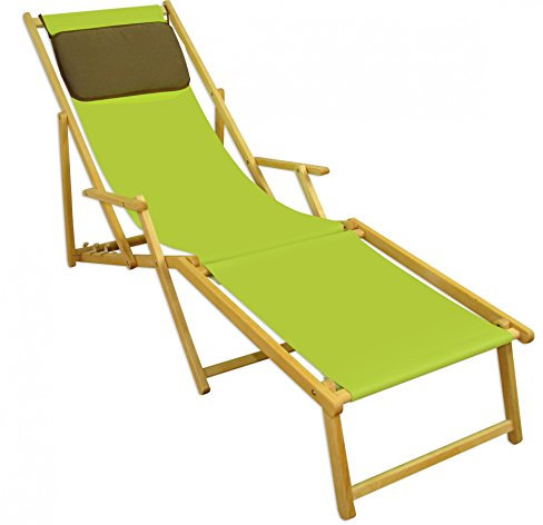 Liegestuhl Pistazie Fußablage Kissen Deckchair klappbar Sonnenliege Holz Gartenliege 10-306NFKD