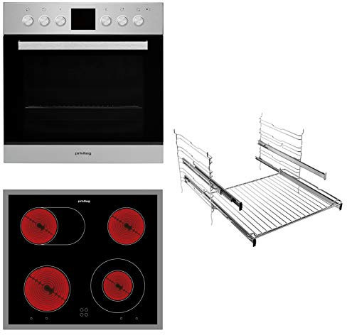 Privileg SET PV820 IN Herd-Kochfeld-Kombination/Heißluftherd mit 8 Funktionen/Hydrolyse-Reinigungsfunktion/Backauszug mit 2 Ebenen/A/Glaskeramik-Kochfeld / 60cm