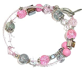 SSH-Design - Wickelarmband - rosa, grau & kristall -