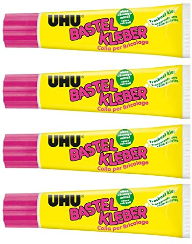 UHU 47735 - Bastelkleber, Tube mit 90 g (90g, Bastelkleber, 4 Tuben)