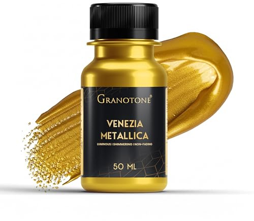 GRANOTONE Venezia Acrylic Metallic Gold Paint 50 ml Colour Non Fading and Shimmering with Rich Pigments Non Toxic Colours Ideal for Artists and Beginners