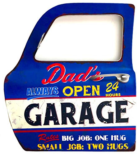 DiiliHiiri - Targa retrò, motivo portiera, artigianato in metallo, accessori per la casa, da parete stile vintage, decorativa, accessorio decorazione della anni '50 (con scritta Dad’s Garage