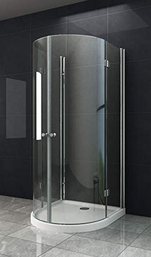 home-systeme Faltbare U Form Duschkabine Dusche 90 x 90 x 195cm / 6 mm / Silver / Aluminium, Gehärtetes Glas