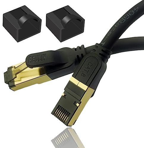 Reulin - PREMIUM Kupfer Litzenkabel RJ45 LAN Cat 8 Ethernet Kabel 5 M lang, SSTP 40 Gbps kompatibel mit Routern Modems 4K 8K Smart TV Boxen Internet PS5 PS4 Xbox Konsolen Spielen 5M