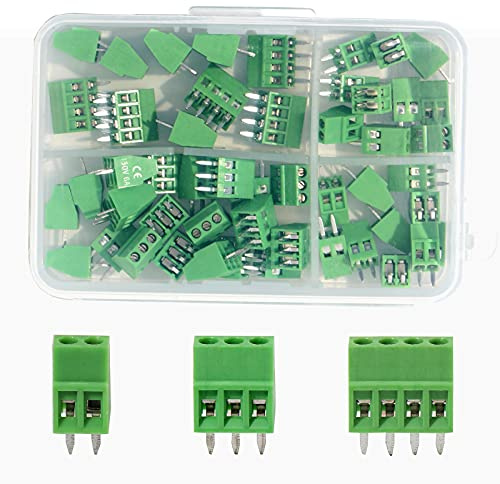 Molence 50 Stück 2,54 mm 0,3 cm Pitch PCB Mount Schraubklemmen-Blockverbinder, 2P 3P 4P Terminals 150V 6A für 26-18AWG Kabel