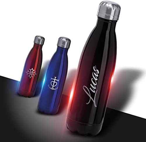 GRAVURE CONCEPT Bouteille En Acier Inoxydable 304 Personnalisable 700mL | Noir - Gourdes Personnalisées - Idée Cadeau (Gourde ALPINA) - Haute qualité - Finition premium
