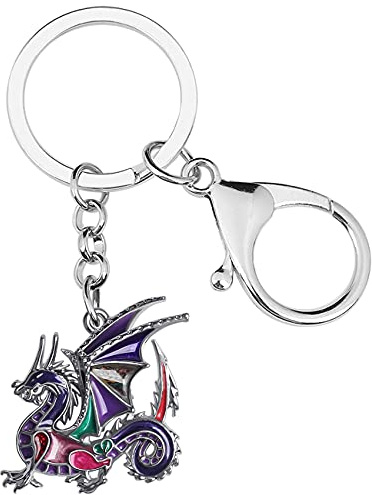 NEWEI Llavero de dragón esmaltado para mujeres y niñas, regalos de dragones, Púrpura, M