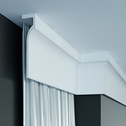 PROVISTON | Lichtleiste | Indirekte Beleuchtung | Deckenleiste | 130 x 50 x 2000 mm | Polyurethan | Weiß | Hochwertig | Stuckleiste | Modern | Robust | Langlebig | Stoßfest | 50 Meter
