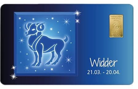 Geschenkkarte Widder mit 1g Gold Fg. 999,9
